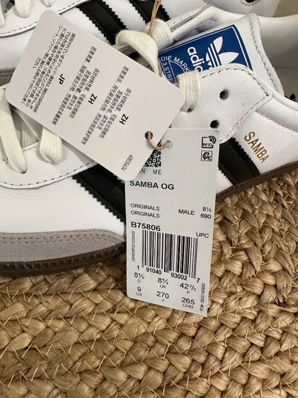NWT Adidas Samba OG White Black Sneakers - Picture 4 of 6